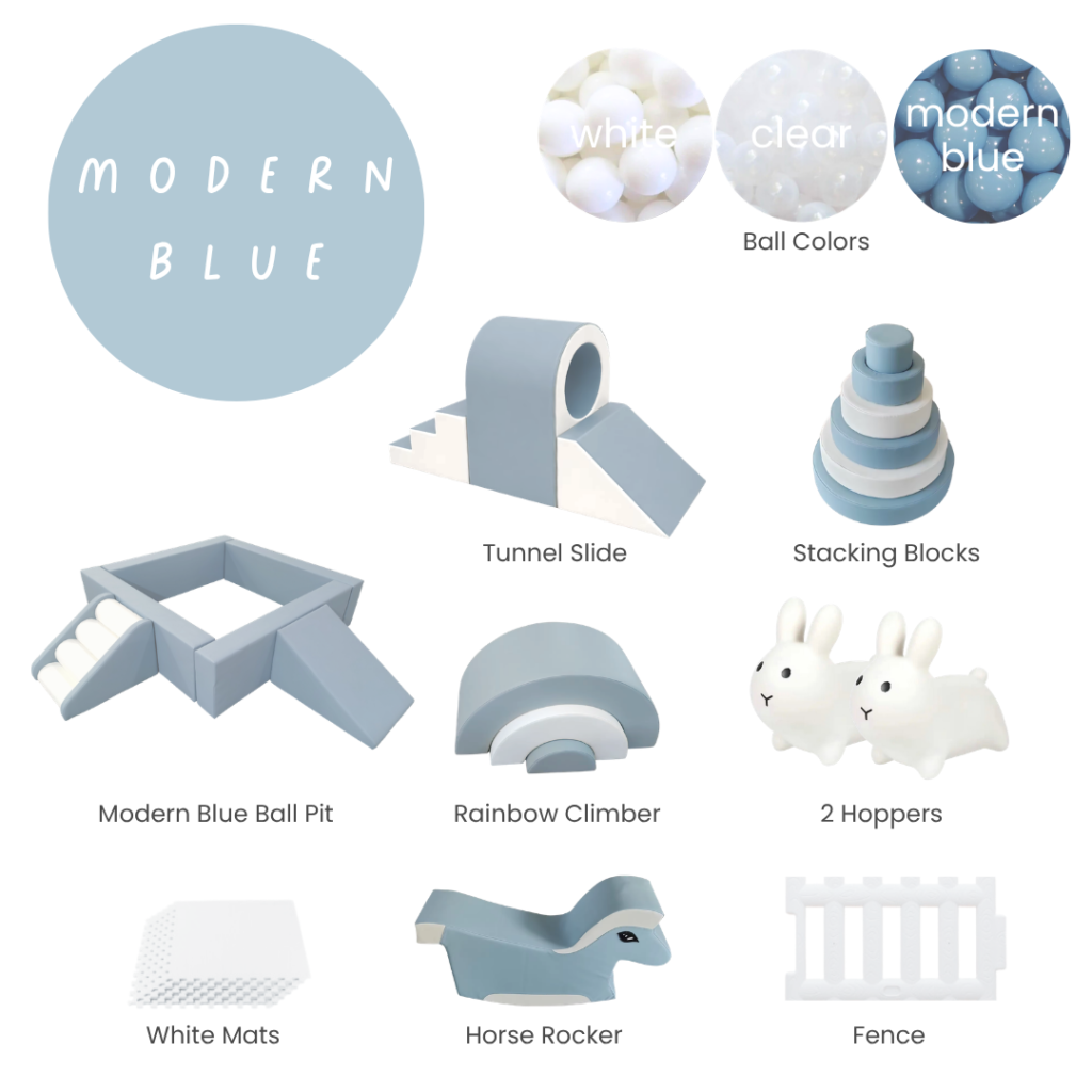 modern blue soft play rental