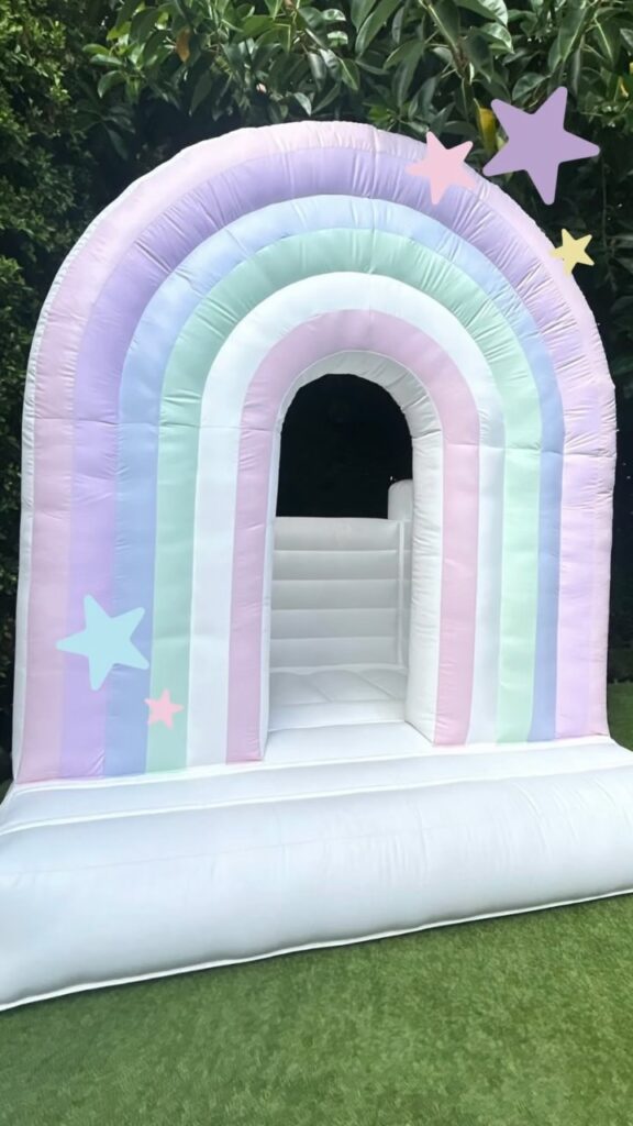 Pastel rainbow bounce house
