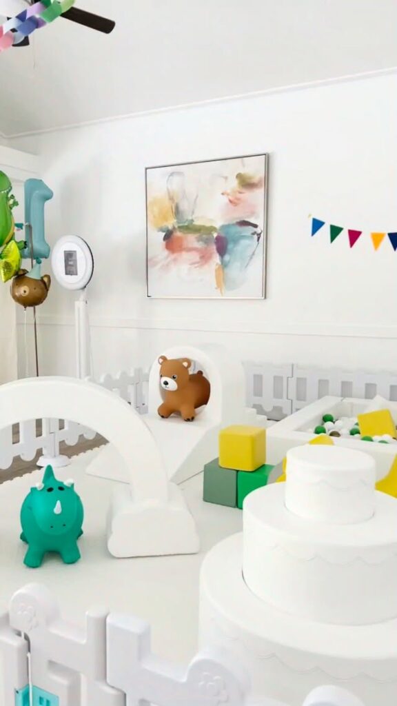 White soft play with bear hopper indoors